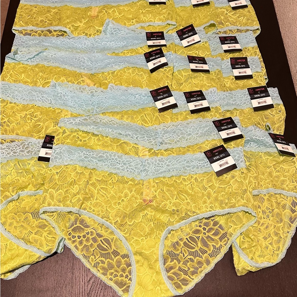No Boundaries Hipster Green and Blue Lace Panties Size XXXL 3X